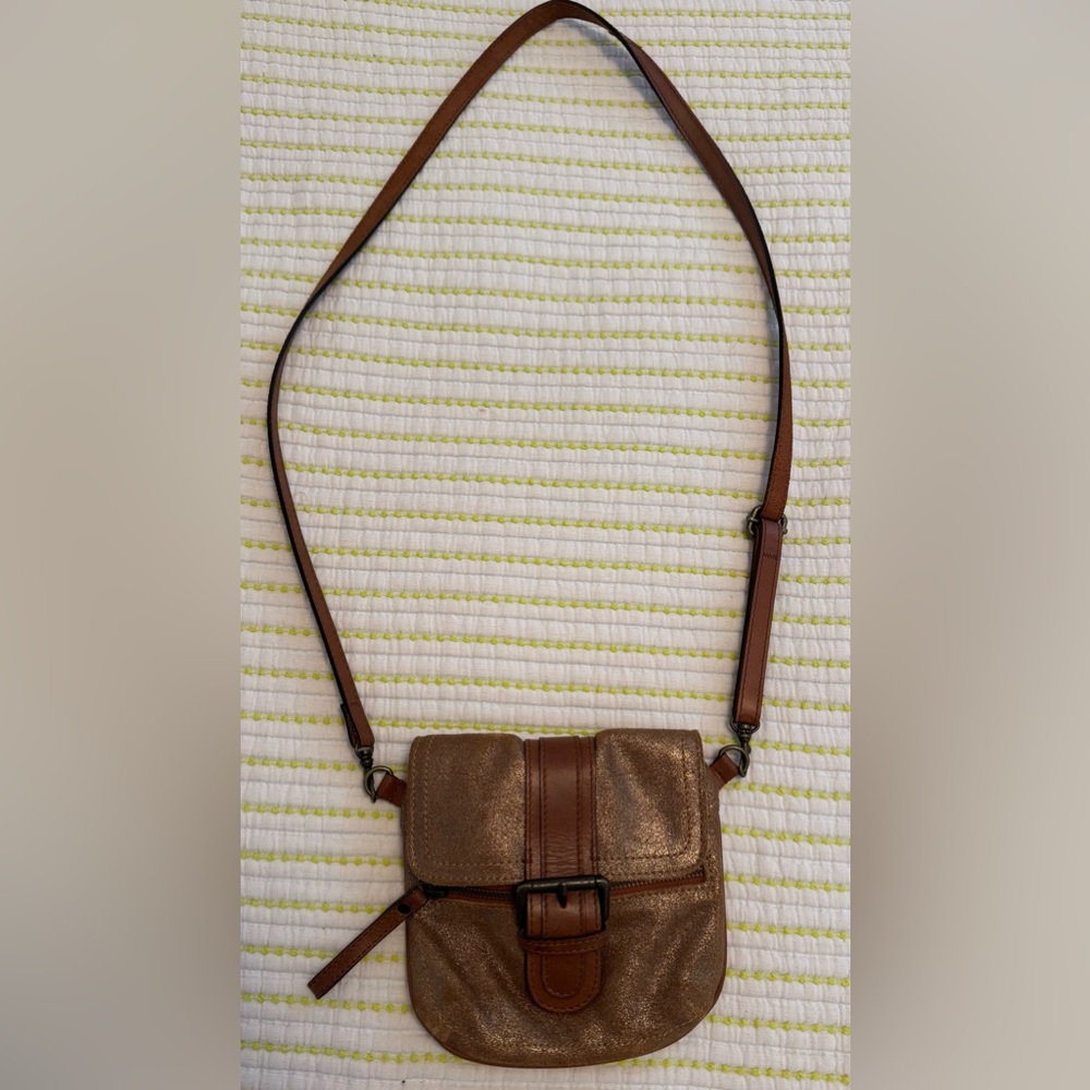Anthropologie Tano gold metallic mini crossbody bag